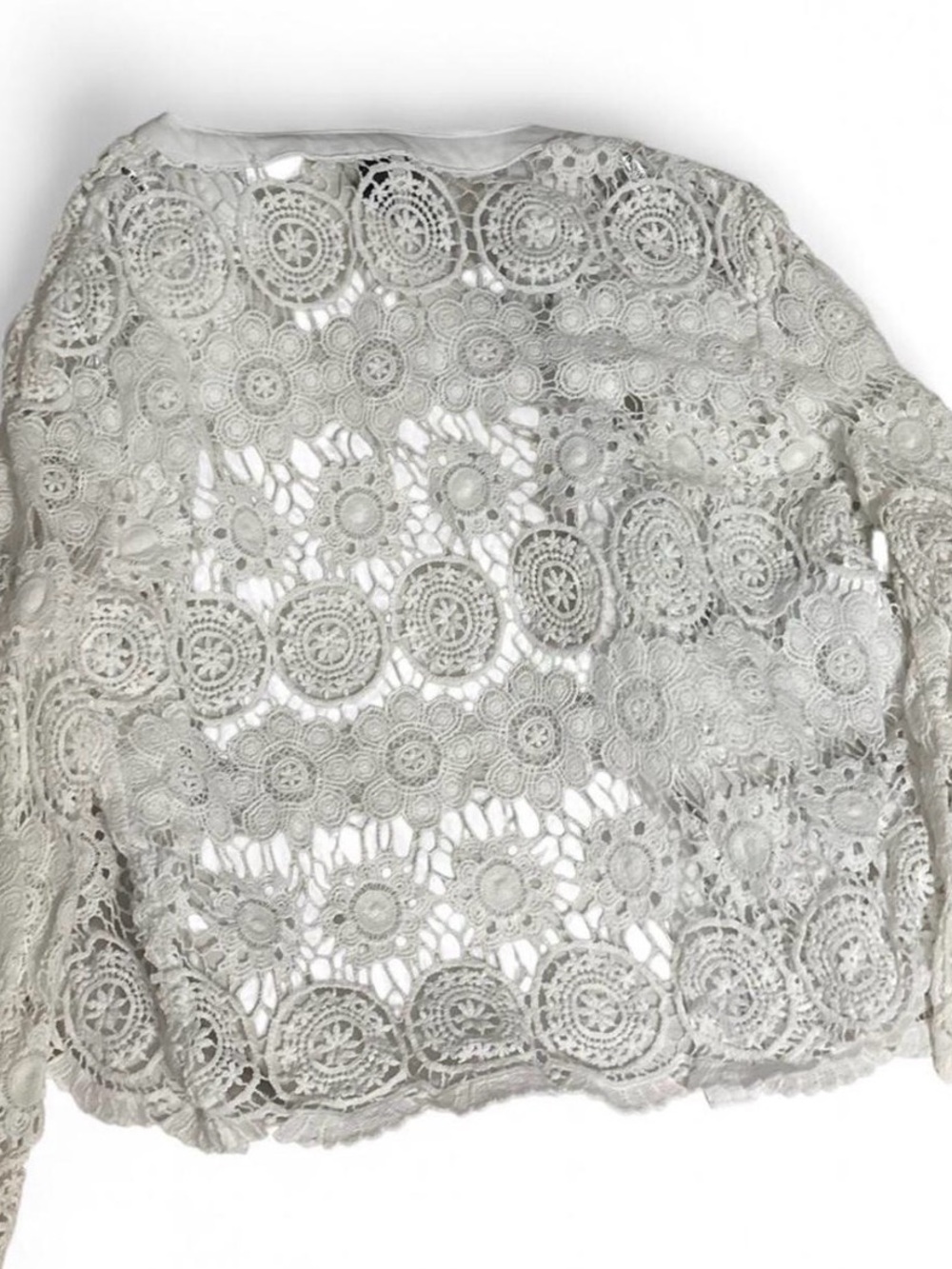 Anne Klein White Crochet Lace Long-Sleeve Blouse - Picture 3 of 3
